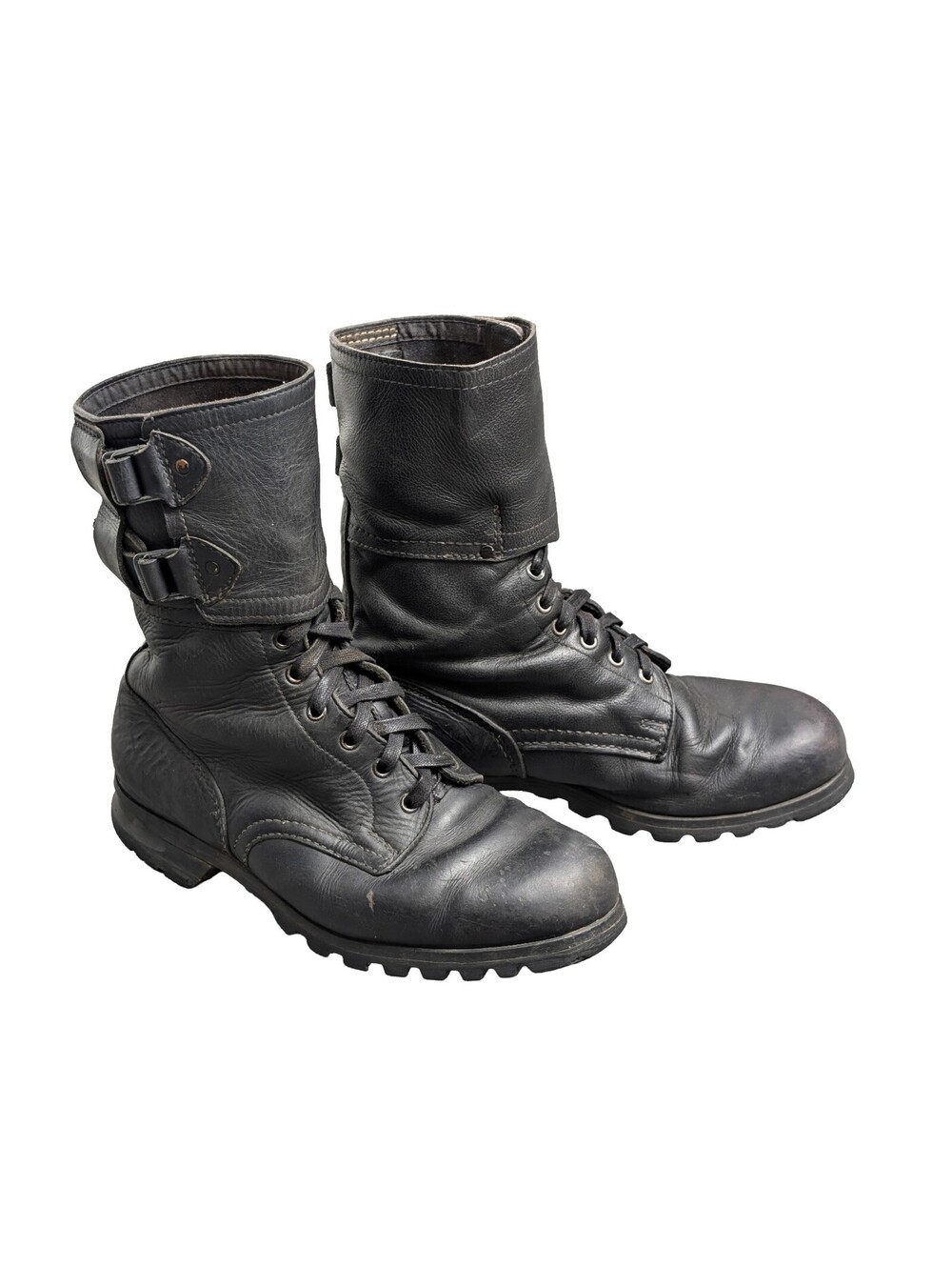 Czech Army M60 Buckle Combat Boots Black Leather - Size 9